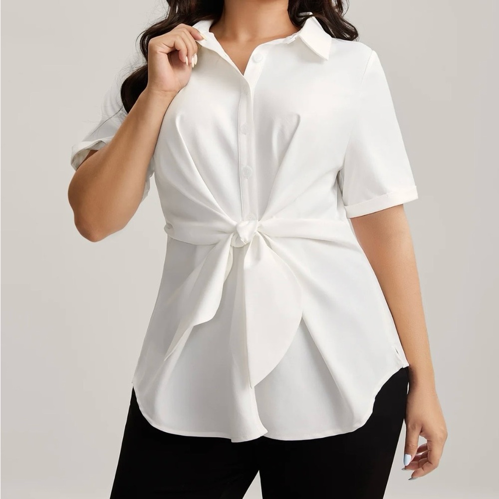 Bloomchic White Button Down Tie-Front Top Sz 18-2… - image 6